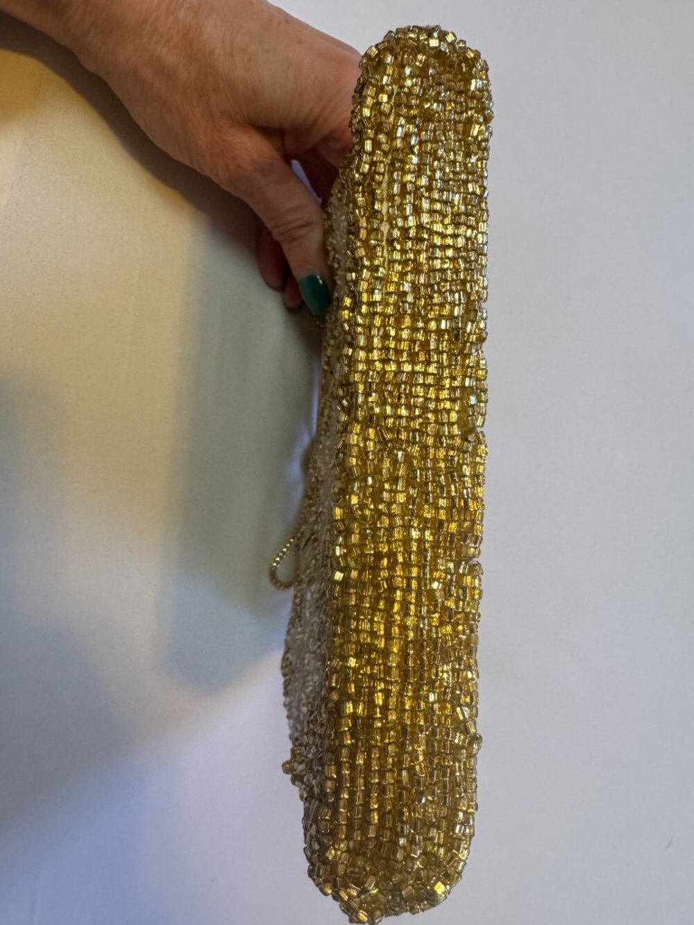 Vintage golden beaded evening bag kiss lock closure - Picture 9 of 9